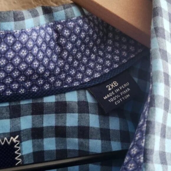 Tommy Bahama Shirt Mens 2XL Blue Check Button Up Long Sleeve Pima Cotton Casual - Picture 4 of 10